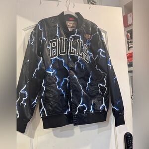Mitchell & Ness Black and Blue Varsity Bomber Jacket